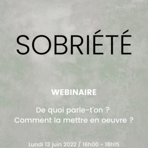 WEBINAIRE "LA SOBRIÉTÉ : DE QUOI PARLE-T-ON ? COMMENT LA METTRE EN PRATIQUE ?"