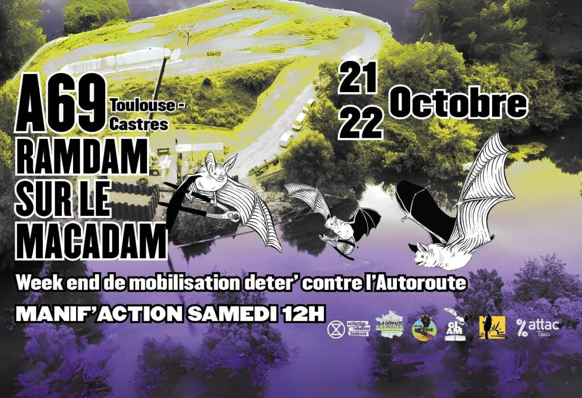 A69 : grand mobilisation les 21-22 octobre entre TOULOUSE et CASTRES