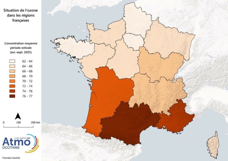 Image tirée du rapport 2025 de Atmo Occitanie sur l'ozone